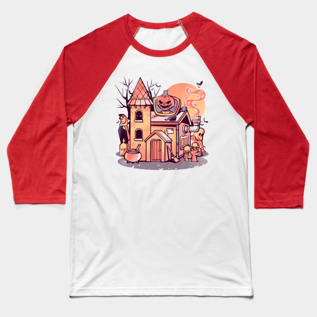 Spooky House - Cute Pumpkin Ghost Halloween Gift Baseball T-Shirt by eduely